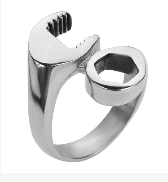 Gents Wrench Ring Stainless Steel Motorcycle Jewelry