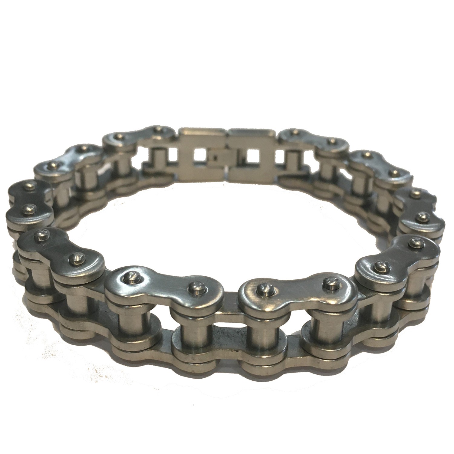 BRUSHED SILVER MENS MOTORCYCLE CHAIN BRACELET STAINLESS STEEL 9
