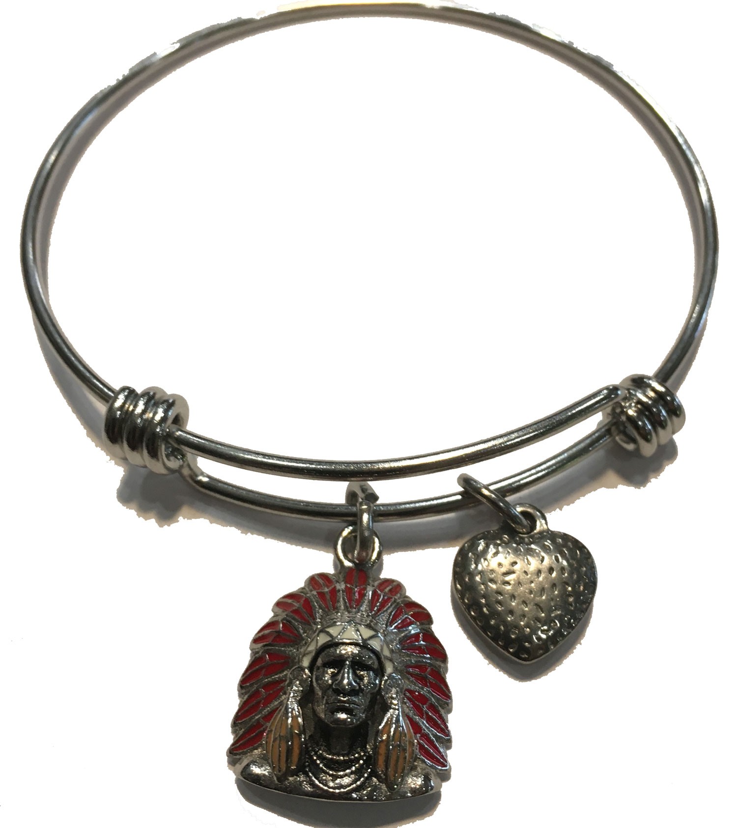 ALEX & ANI STYLE BRACELET WITH RED INDIAN HEAD STAINLESS STEEL