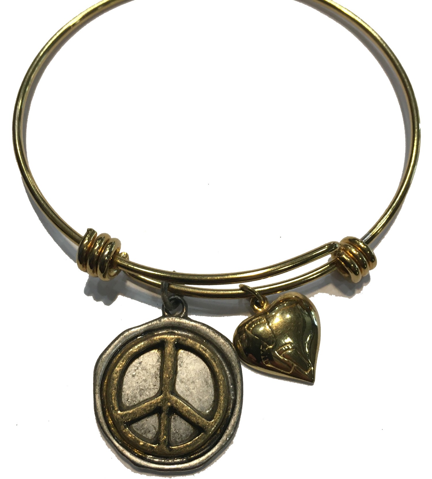 ALEX & ANI STYLE BRACELET WITH PEACE SIGN STAINLESS STEEL