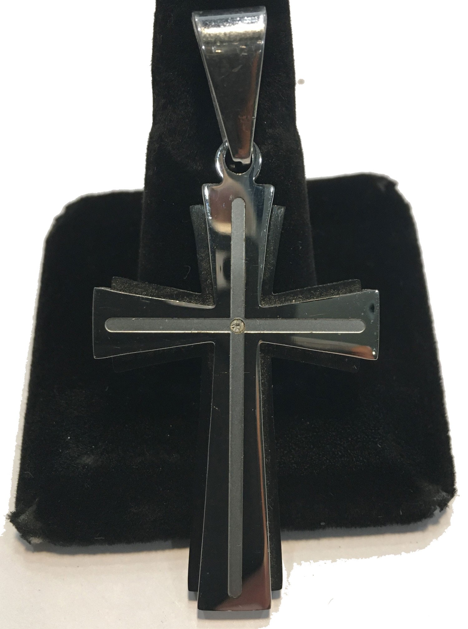 CROSS MEDIUM SILVER DOUBLE LAYER WITH BLACK BACK STAINLES STEEL