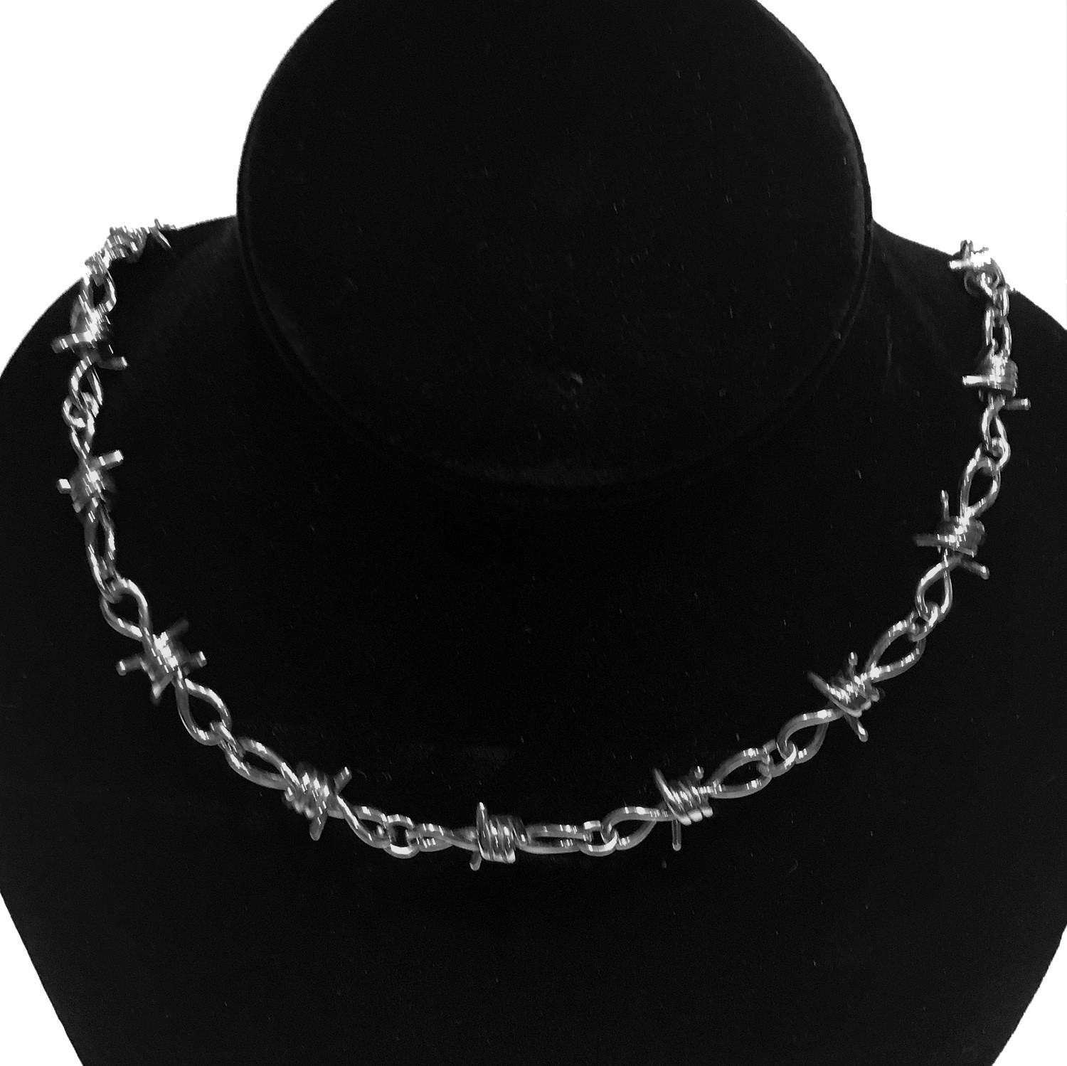 BARBWIRE CHAIN SHINY FINISH SILVER 11MM STAINLESS STEEL 24